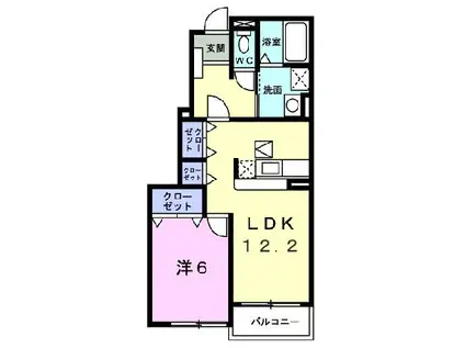 グランメール大善II A(1LDK/1階)の間取り写真