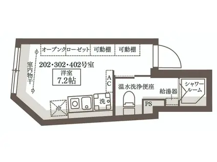 COCOCUBE高円寺II(ワンルーム/4階)の間取り写真