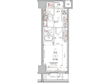 クレヴィスタ押上(1K/4階)の間取り写真