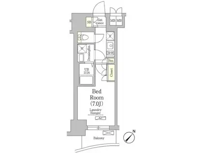 テラス月島(1K/9階)の間取り写真
