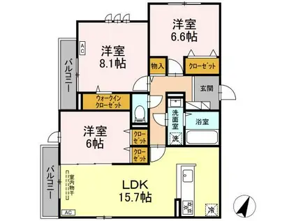 DBLESS湘南辻堂(3LDK/3階)の間取り写真