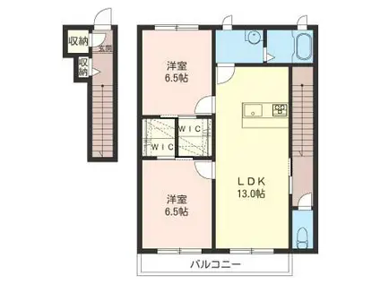 セレーナ武蔵野(2LDK/2階)の間取り写真