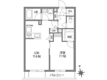 ミルフォードテラス(1LDK/1階)の間取り写真