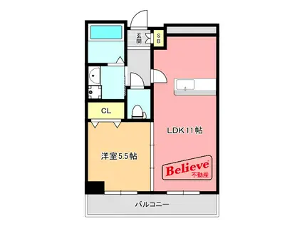 ブランドルフ(1LDK/4階)の間取り写真