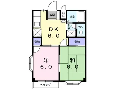 アビーロードC(2DK/2階)の間取り写真