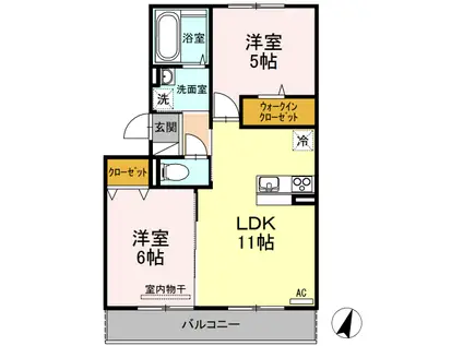 アンジュエ(2LDK/3階)の間取り写真