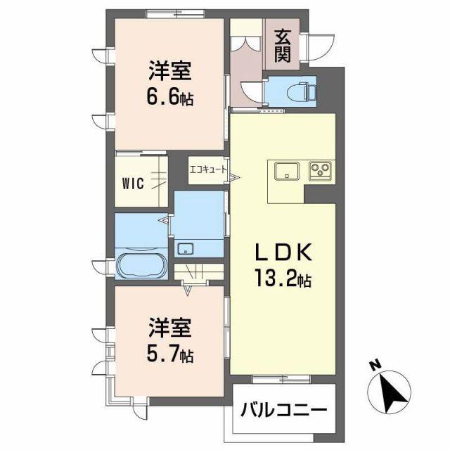 エテルナ・M(2LDK/1階)の間取り写真