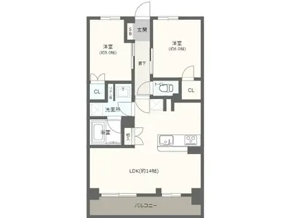 ローレルアイ梅田(2LDK/13階)の間取り写真