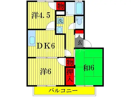 関川ハイツA棟(3DK/2階)の間取り写真