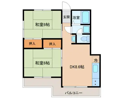 横山ハイツ(2DK/2階)の間取り写真