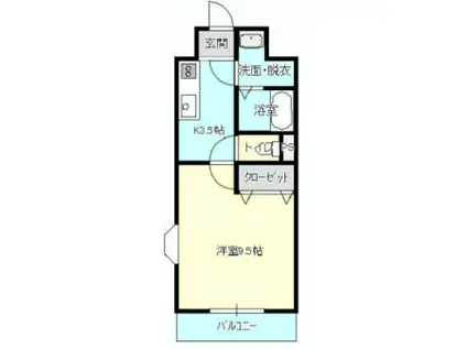 グレースヒルズ(1K/3階)の間取り写真