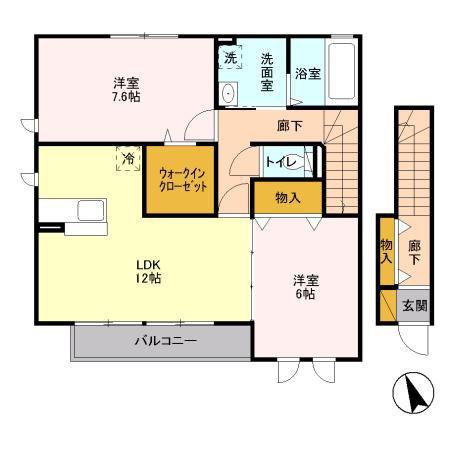 カーサビスタB(2LDK/2階)の間取り写真