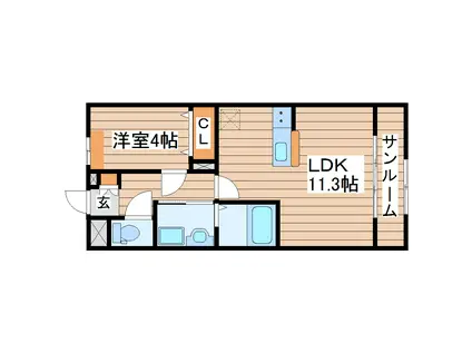 フォレストパークII(1LDK/1階)の間取り写真