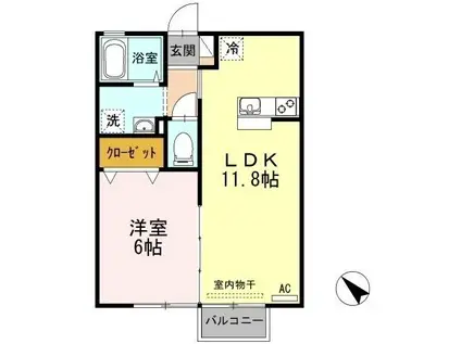 コンフォート イースト(1LDK/2階)の間取り写真