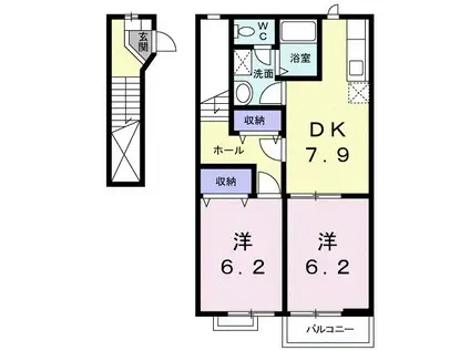 グレイスI(2DK/2階)の間取り写真