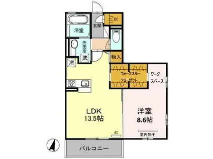 コーワ長町南I(1LDK/3階)の間取り写真