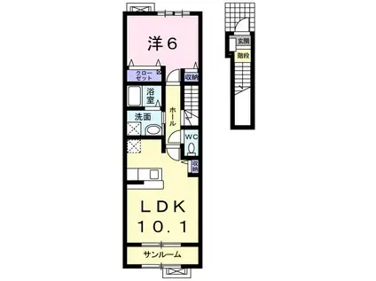 ウエスト スクェア(1LDK/2階)の間取り写真