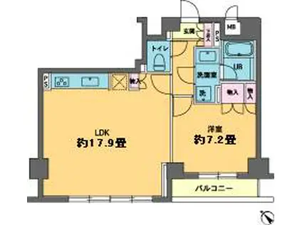 カスタリアお茶の水(1LDK/4階)の間取り写真