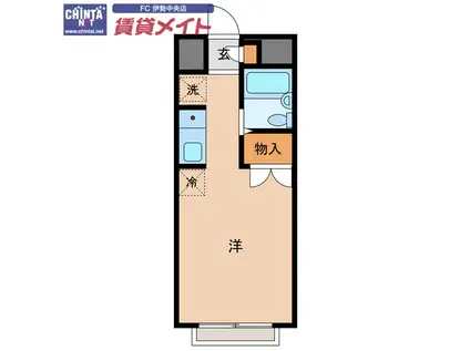 エステートピア蘭(ワンルーム/2階)の間取り写真