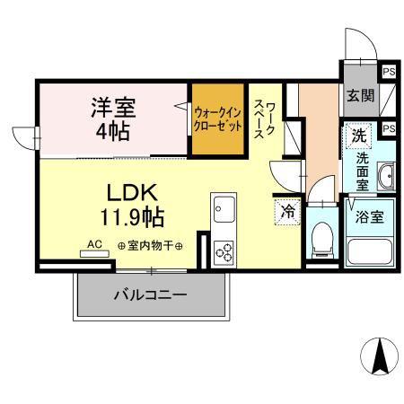 コンフォート西条(1LDK/3階)の間取り写真