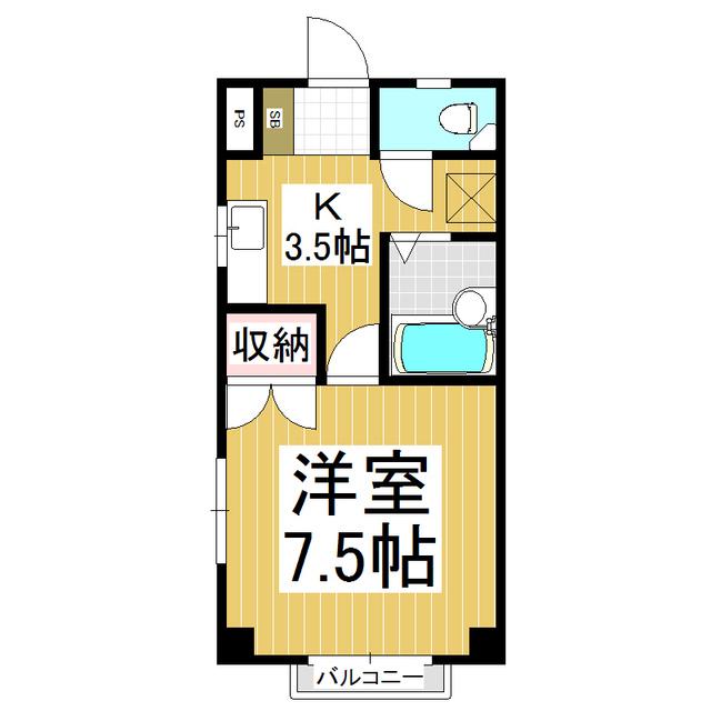 相の木ハイツ(1K/3階)の間取り写真