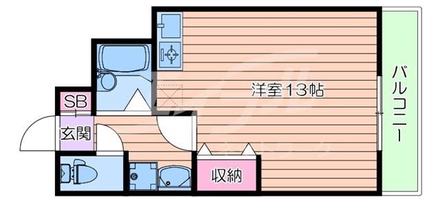 シャトレ豊津II(1K/4階)の間取り写真