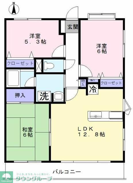ビューフレア片町(3LDK/3階)の間取り写真