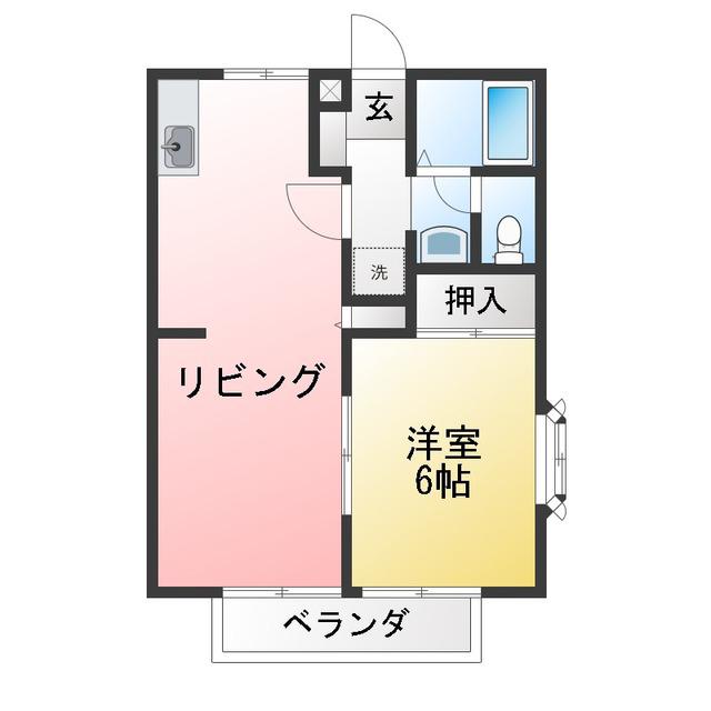 山の根ハイツ(1LDK/2階)の間取り写真