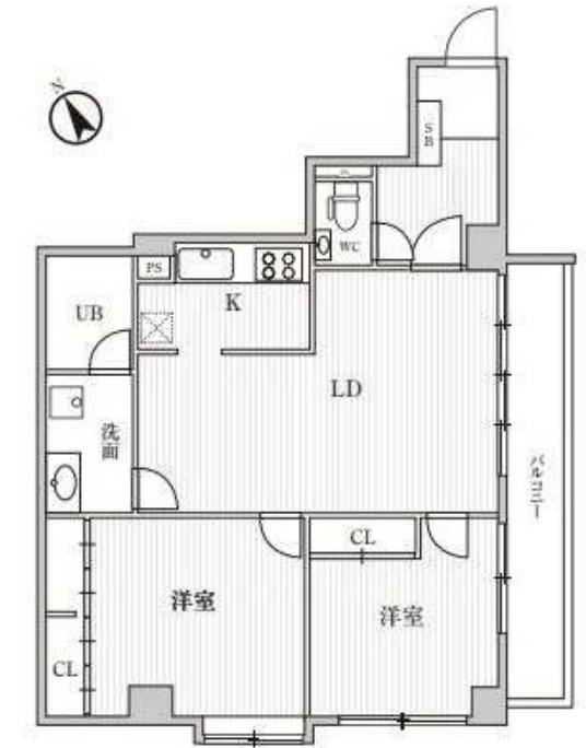 リエール市ヶ谷(2LDK/2階)の間取り写真