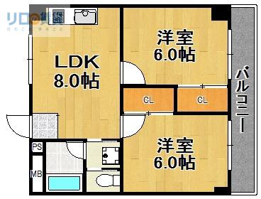 メゾンイン宝塚(2LDK/3階)の間取り写真