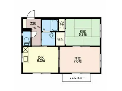 メゾン 四季の花(2DK/2階)の間取り写真