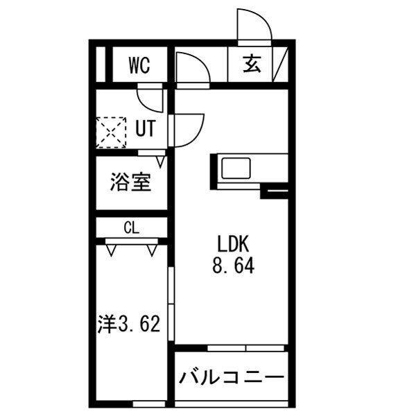 FSTYLE東大阪市本庄2号館(1LDK/3階)の間取り写真