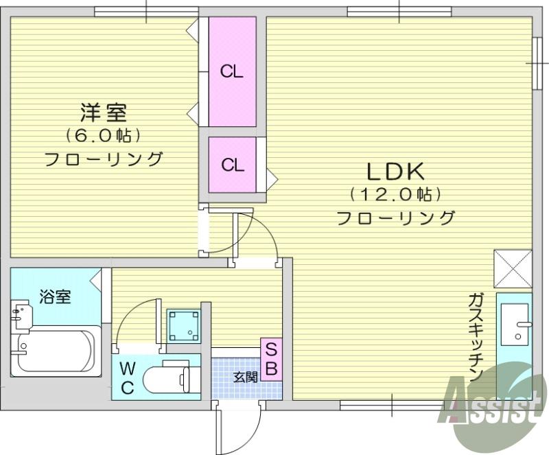 ハイムたかはし(1LDK/1階)の間取り写真