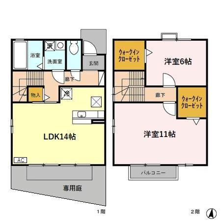 クレールヴィラ三和 D(2LDK/1階)の間取り写真