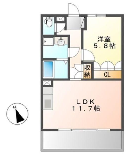 グロリオーサ(1LDK/1階)の間取り写真