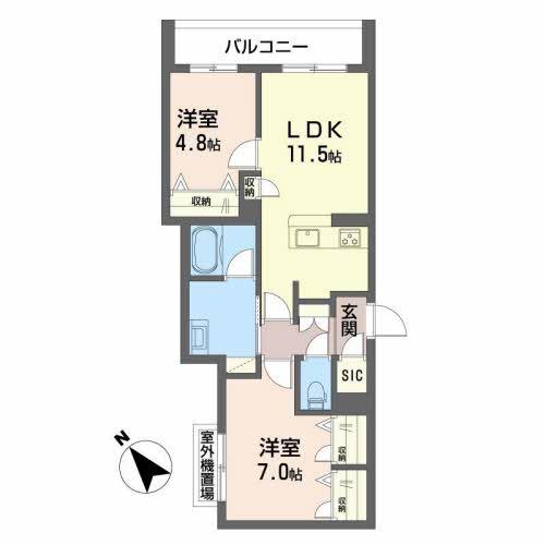 SIESTA(2LDK/3階)の間取り写真