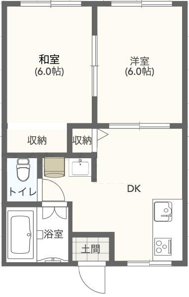 そよ風と新緑のファミールハイツ(2DK/2階)の間取り写真
