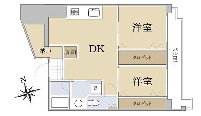 上高田四丁目団地1号棟(2DK/5階)の間取り写真