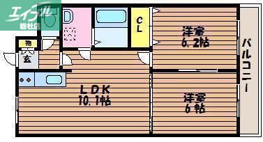 ホワイトストーン白石(2LDK/6階)の間取り写真