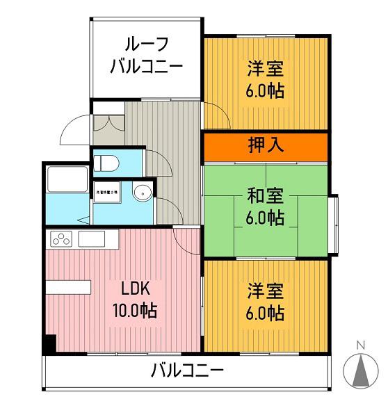 グランパス18(3LDK/3階)の間取り写真