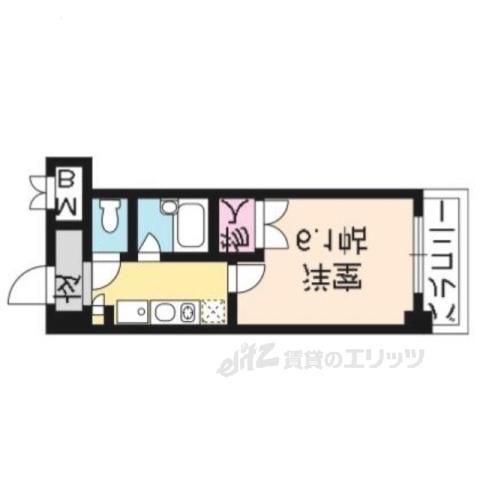 ピュア衣笠(1K/2階)の間取り写真