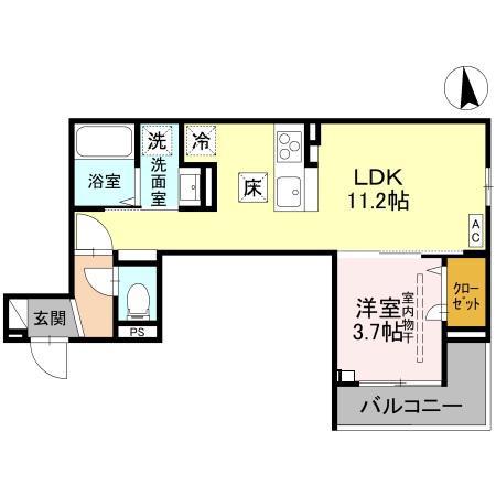 フローリッシュ(1LDK/1階)の間取り写真