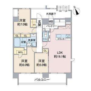 CASA VIA(3LDK/9階)の間取り写真