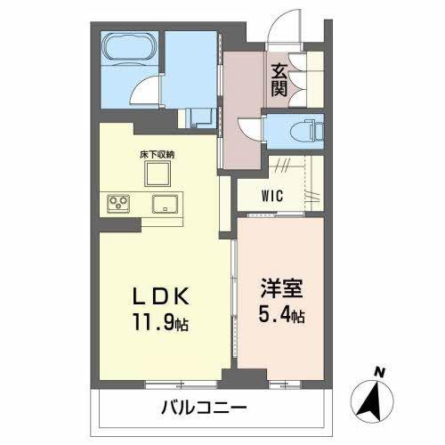 グローレン柏木(1LDK/1階)の間取り写真