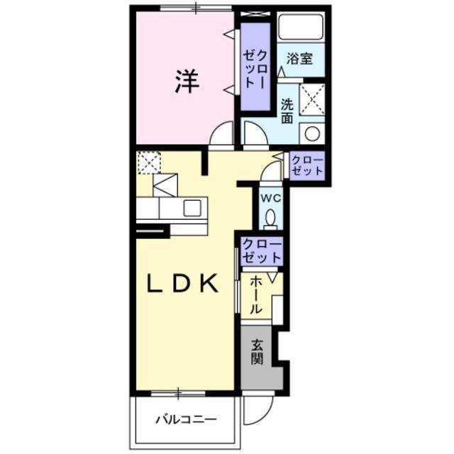 フォルトゥーナA(1LDK/1階)の間取り写真