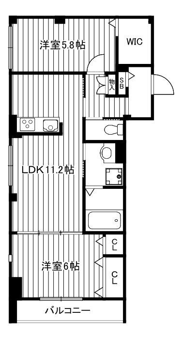 ストック羽沢(2LDK/2階)の間取り写真