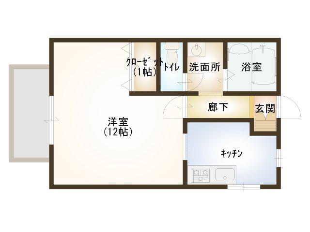 ラ・ポールA(1K/2階)の間取り写真