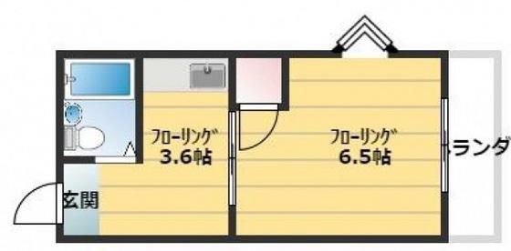 サムソン都町(1K/3階)の間取り写真