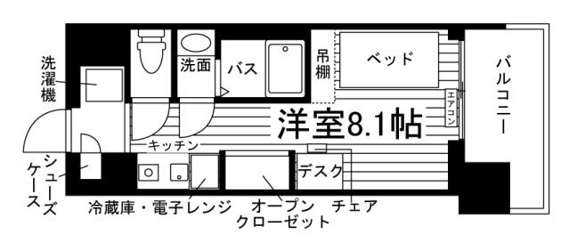 学生会館 UNI TERRACE 岡山富田町(1K/7階)の間取り写真