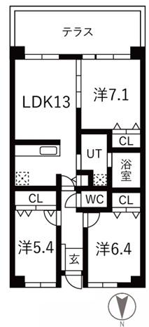 シティコート目黒I(3LDK/1階)の間取り写真